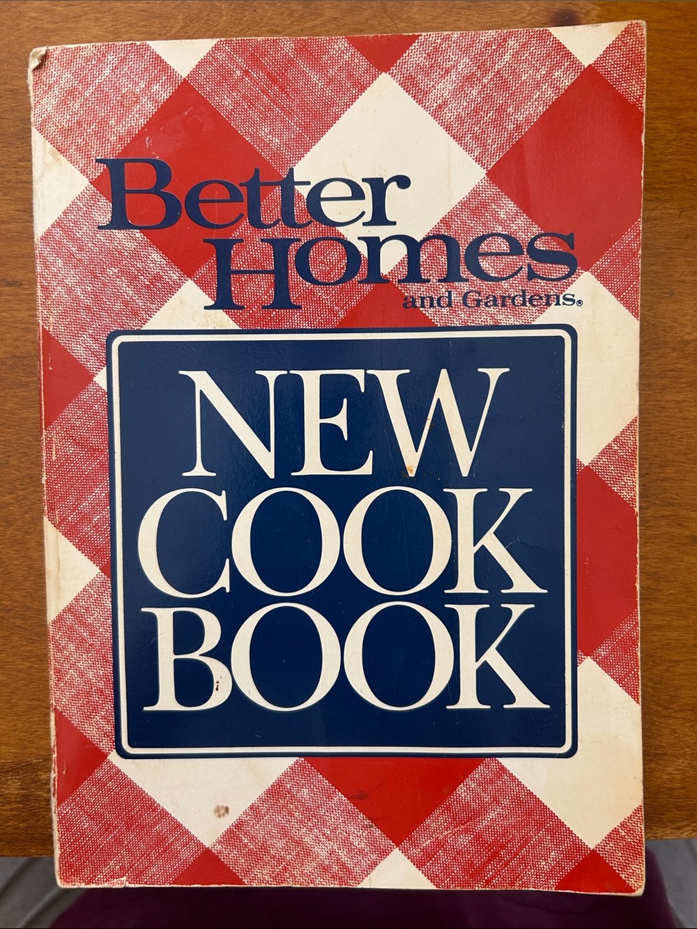 Better Homes And Gardens Red Plaid Cookbook with Blue Title Panel